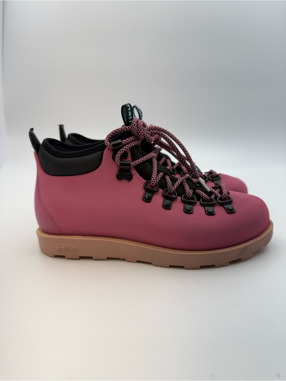 Native Fitzsimmons Citylite Ankle Bootie Lace-Up Synthetic Pink US 8